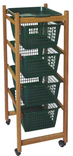 Valdomo Ercolino Carrello Portatutto da Cucina, Legno, Noce/Verde Scuro, 37x30x85 cm