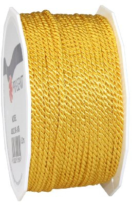 Präsent C.E. Pattberg Mosel Kordel gelb, 50 m geflochtene Schnur für Geschenke, Päckchen, 2 mm Breite, Zubehör zum Dekorieren und Basteln, reißfestes Dekoband