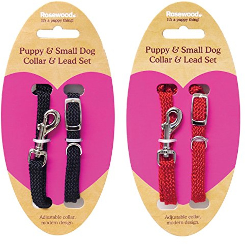 Rosewood Pet Products Ltd Soft Weave Puppy Collar and Lead Set Black