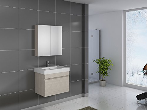 SAM® Badmöbel-Set 2-TLG,Parma,Sonoma-Eiche, Softclose Badezimmermöbel, Waschplatz 70 cm Mineralgussbecken, Spiegelschrank