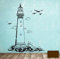Wandtattoo Wandaufkleber Leuchtturm lighthouse Meer maritim M1465 - ausgewählte Farbe: *Schokobraun* ausgewählte Größe:*XL 100cm breit x 132cm hoch