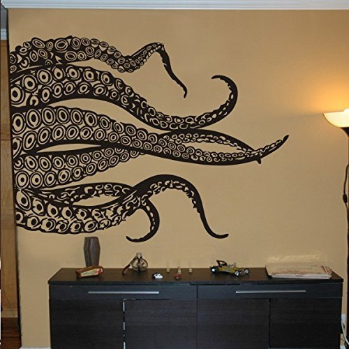 Kraken Octopus Decal Fashion Tentacles Wall Decal Ocean Animal Wall Sticker (Large,Black)
