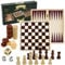 3 in 1 Wooden Compendium Board Game Set Family Games Chess Backgammon Draughts Age 3+