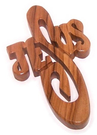 Holylandmarket Olivenholz-Kreuz, Jesus, dick, handgeschnitzt, Olivenholz, zum Aufhängen, 10 cm, mit Zertifikat