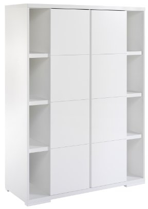 Schardt 068615202 2-türiger Kleiderschrank Maximo, mit zwei Seitenregalen, weiß
