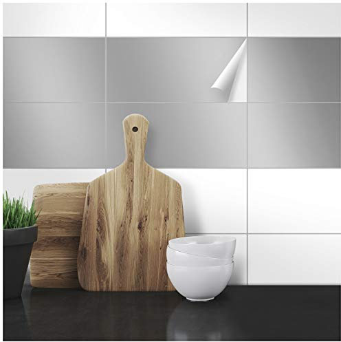 Wandkings Fliesenaufkleber 10 x 20 cm, 50 Stück - SILBER SEIDENMATT