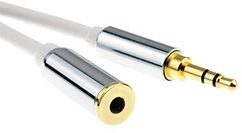 kenable PRO METAL White 3.5mm Stereo Jack Headphone Extension Cable 2m