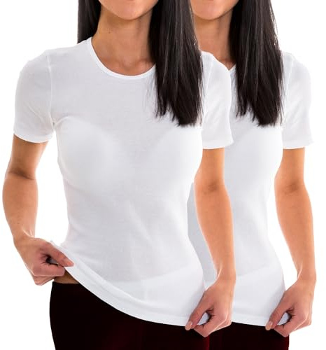 HERMKO 17800 Damen Kurzarm Unterhemd 2er Pack (Weitere Farben)