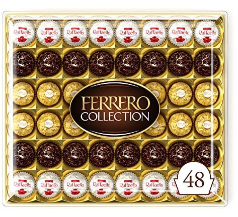 Ferrero Collection Pralines, Chocolate Gift, Wedding Gifts, Chocolate Hamper, Gifts for Women and Men, Coconut Raffaello and Dark Chocolate Rondnoir, Box of 48 (518g)