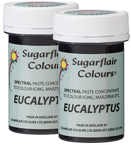Sugarflair Spectral Eucalyptus Food Colouring Paste, Highly Concentrated for Use with Sugar Pastes, Buttercream, Royal Icing or Cake Mix, Vibrant Colour Dye - 25g (Pack of 2)