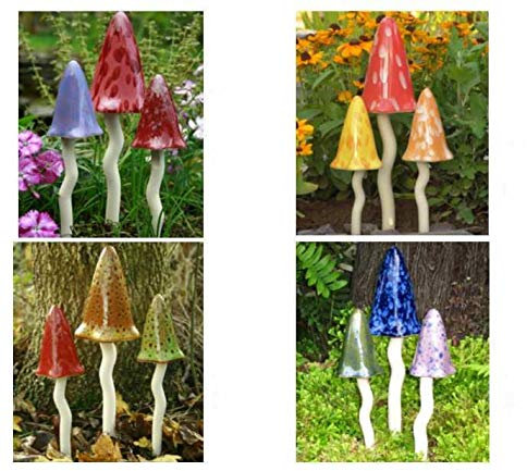 Ceramic Toadstool Garden Ornaments - All 4 Sets