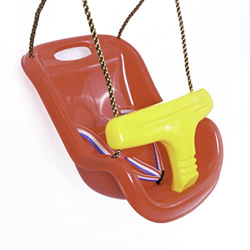 Gartenwelt Riegelsberger Babyschaukel 2-teilig Babysitz Schaukelsitz Schaukel für Babys & Kleinkinder, rot-gelb