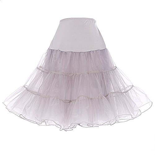 DRESSTELLS Petticoat Unterrock Damen Reifrock Dirndl Petticoats 1950er Rockabilly Kleider Pettycode Unterrock Kurz Tüllrock Meerjungfrau Kostüm Grey M