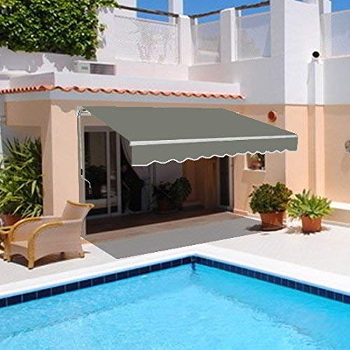 Green Bay 3.5 x 2.5m Manual Awning Garden Patio Canopy Sun Shade Shelter Retractable Grey