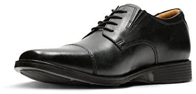 Clarks Tilden cap, Scarpe con Lacci Uomo, Nero Black Leather, 45.5 EU Larga