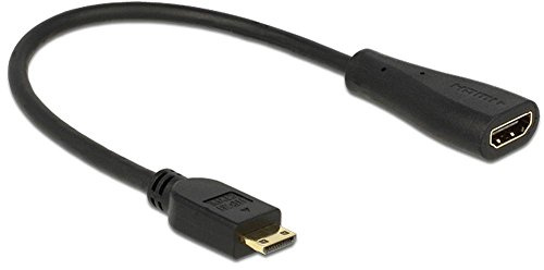 Delock 0,23 m mini-HDMI/HDMI 0,23 m Mini-HDMI, schwarzes HDMI Kabel - HDMI Kabel (0,23 m, Mini-HDMI, HDMI, männlich, weiblich, Schwarz)