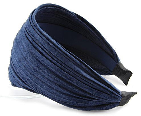 axy Breiter Haarreif mit leichtem Flanell (Leder Optik) Damen Stirnband Haarschmuck Haarreifen HR32 (Dunkelblau)