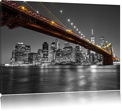 Pixxprint Skyline von Manhattan, Größe: 80x60cm, Leinwandbild, fertig gespannt, Wandbild, Dekoration, Kunstdruck, kein Poster
