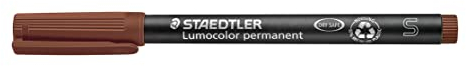 STAEDTLER permanent Marker Lumocolor, braun, Superfein, ca. 0,4 mm, wisch- und wasserfest, Made in Germany, lange Lebensdauer, 10 braune Universalstifte im Kartonetui, 313-7