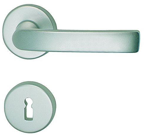 Alpertec aluminium Vanda - R Rosettengarnitur für Zimmertüren in eloxiert BB Drückergarnitur Türdrücker Türbeschläge, 72 mm, silber, 40070700K1