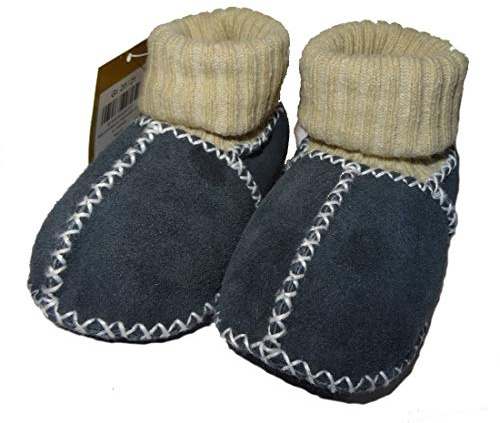 Baby-Lammfellschuhe mit Strickbündchen, blau-anthrazit (22/23)
