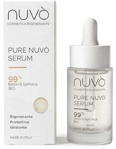 Nuvò - Sérum Visage à la Bave d'Escargot Pure 99%, Hydratant, 30 ml | apporte douceur et confort alla peau, idéal pour homme et femme, texture légère et concentrée, Made in Italy