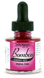 Bombay India Ink, 1.0 oz, Cherry Red (17BY) - Highly Pigmented, Lightfast, Permanent, Waterproof - for Brush, Drawing Pen or Airbrushes