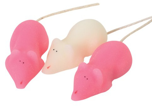 Pink and White Sugar Mice x3