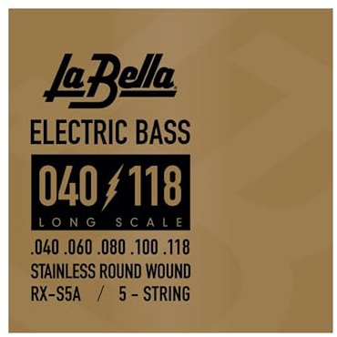 La Bella RX-S5A RX Stainless Roundwound Bass Guitar Strings - .040-.118 Long Scale 5-string