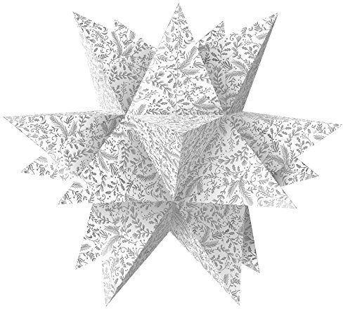 Ursus 15326800 - Faltblätter Aurelio Stern Nova, weiß / silber, 33 Blatt, aus Shimmer Papier 110 g/qm, ca. 10 x 10 cm, durchgefärbt, Vorderseite mit Veredelung, ideal als Weihnachtsdeko