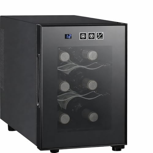 Koolatron 6 Bottle Wine Fridge – Freestanding Wine Cooler with Glass Door, 0.6 cu ft (16 L) Beverage Can Refrigerator, Digital Temperature Control, Ideal for Red, White & Sparkling Wine, Champagne