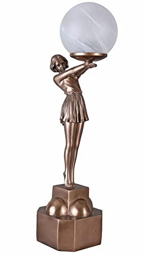 Art Deco Leuchte nach LE Verrier Kugelschirm & Frauenskulptur Sti l1920 Tischlampe IS038 Palazzo Exklusiv