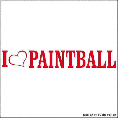 cartattoo4you® AL-00872 | I Love (als Herz) Paintball | Autoaufkleber Aufkleber Farbe hellrot, in 24 Farben erhältlich, glänzend 20 x 3 cm Waschstrassenfest, Motiv Copyright by dh-Folien
