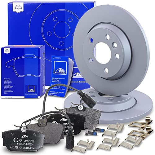 ATE Bremsenset Hinterachse inkl. Bremsscheiben hinten Ø 294 mm voll und Bremsbeläge hinten + Verschleißkontakt Kompatibel mit FORD GALAXY Mk1 (WGR), SEAT ALHAMBRA (7V8, 7V9), VW SHARAN, T4