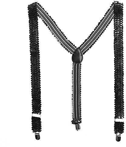 TrendandStylez Bunte Pailletten Y- Hosenträger Glitzer Bundhalter (Schwarz)
