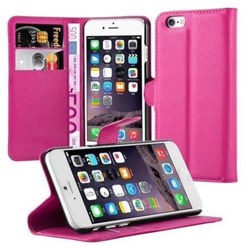 Cadorabo Hülle kompatibel mit Apple iPhone 6 / 6S Handyhülle aus Premium Kunst Leder Flip Klappbare Stoßfeste Magnetische [Standfunktion] [Kartenfächern] Cover Hülle für iPhone 6 / 6S Tasche in Pink