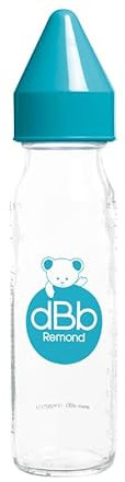 Biberon Régul'Air 240 ml dBb Remond en verre - tétine NN -nouveau né- anti-coliques en silicone - turquoise