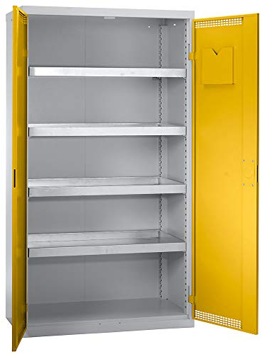 Umweltschrank m.4 Wannen 22l m.Belüftung H1800xB1000xT500mm signalgelb/lichtgrau