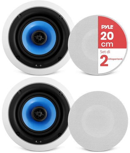 Pyle Ceiling Speakers 8 Inch Pair 300W In Wall Speakers Flush Mount Home Cinema Adjustable Tweeter Full Range Deep Bass Stereo Sound
