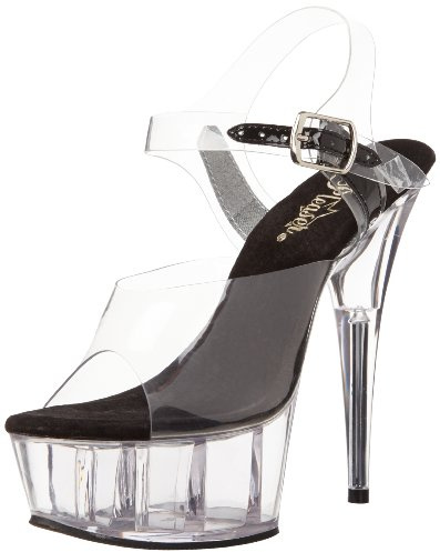 Pleaser DELIGHT-608, Damen Plateausandalen, Schwarz (Schwarz), 36 EU