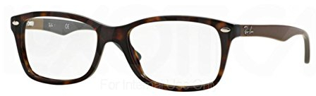 Ray-Ban Unisex RX5228 Square Prescription Eyewear Frames, Havana/Demo Lens, 53 mm