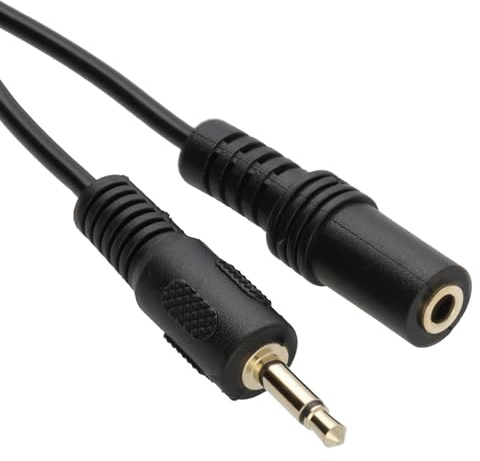 kenable 3.5mm Mono Jack Extension Cable Male to Female Audio Lead Gold Plated Pure Copper Black 0.5m/50cm