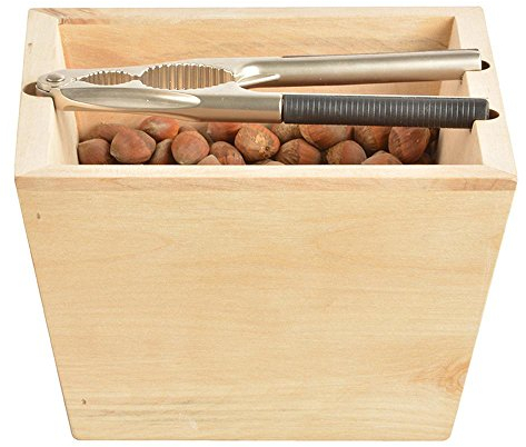 Esschert Design Holzschale mit Nussknacker aus Birkenholz und verzinktem Metall,17,5 x 17,5 x 11,2 cm