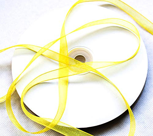 CaPiSo 10mm Organzaband Schleifenband Geschenkband Chiffonband Organza (Gelb, 50m)