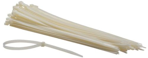 Perel Kabelbinder Nylon weiß, 100 Stück, Kabelbinder 400 x 7,6 mm, UV-beständig, selbstverriegelnd, 54 kg Zugkraft, für schwere Anwendungen drinnen und draußen
