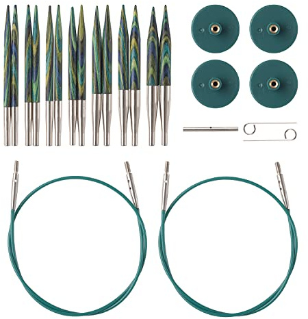 Knit Picks Opzione 2-3/4 pollici set di ferri da maglia in legno intercambiabili in pizzo corto (Caspian)