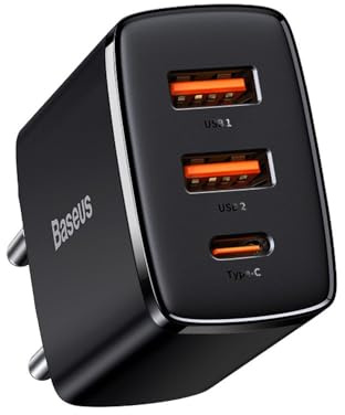 Baseus Compact 2U + C | Netzladegerät, Netzteil, 2X USB-A USB Typ C, 30W, Quick Charge 3.0, schwarz
