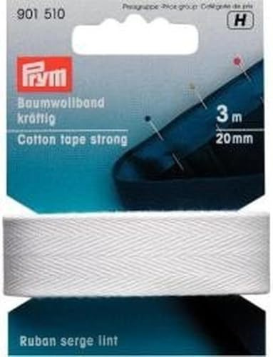 Prym - Prym Strong White (20mm, 3m) Cotton Tape - 1 Unit