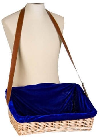 PARTY DISCOUNT Bauchladen mit blauem Tuch, 46 x 32 x 10/20 cm