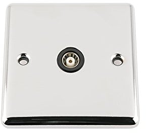 A5 TVS1GCCBL 1 Gang Classic Chrome Polished TV Coaxial Aerial Single Socket with Black Insert